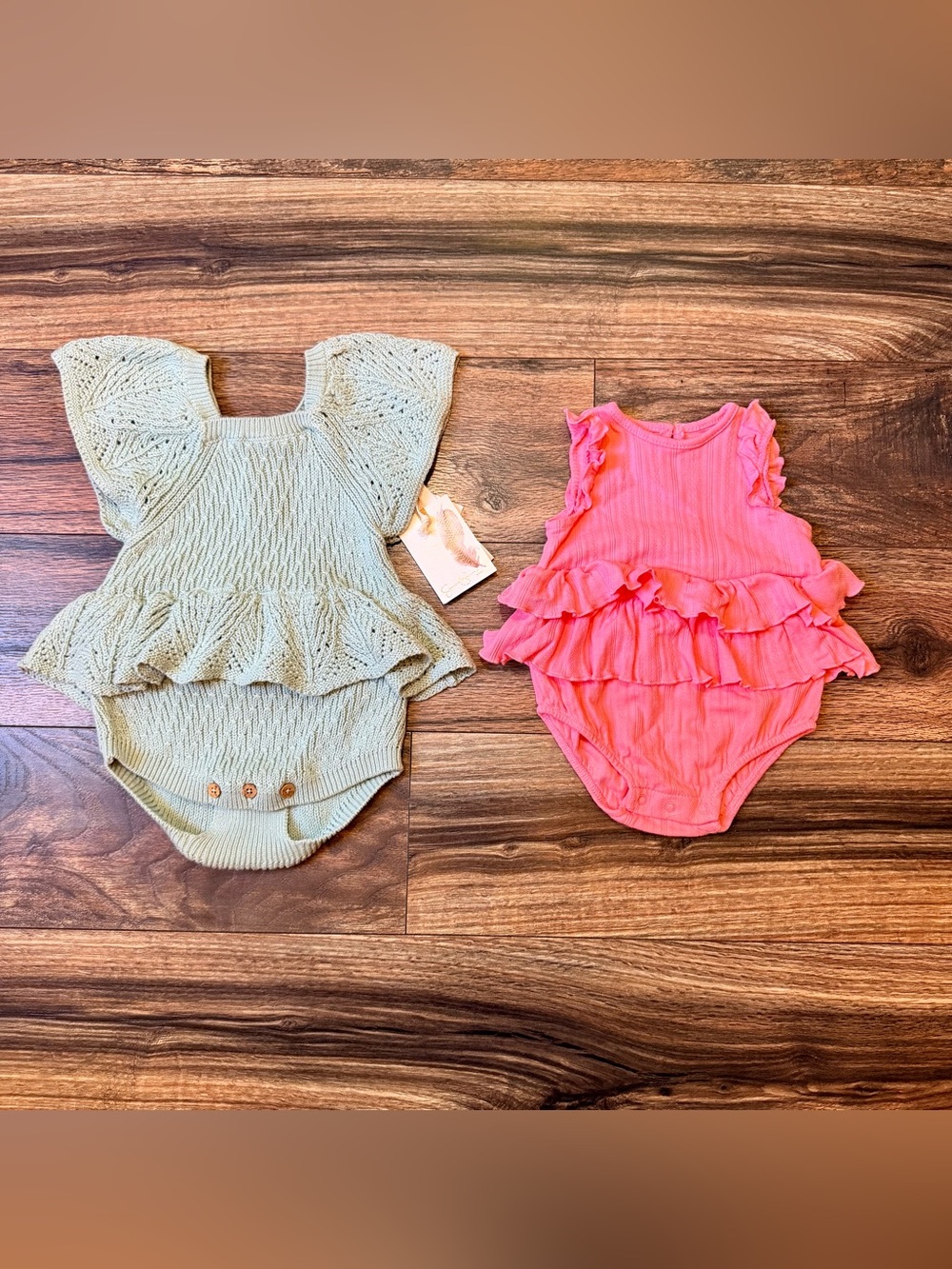 6-9 baby months girls bundle of 2 one piece outfits
